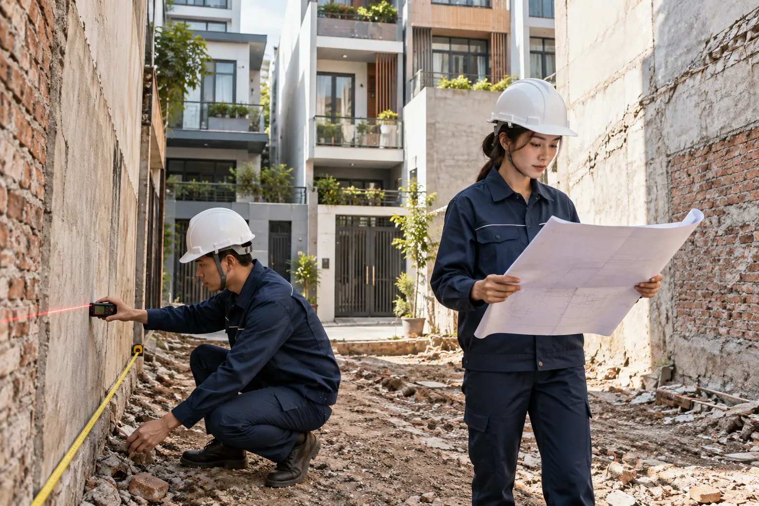 Đội ngũ HHCONS khảo sát hiện trạng công trình